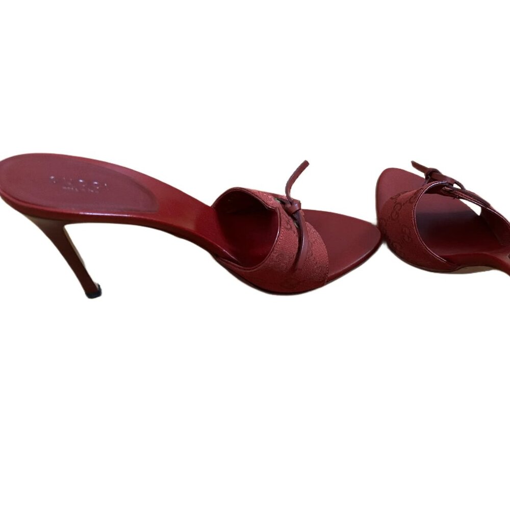 GUCCI RED STILETTO SANDALS SIZE 8 1/2 B - Picture 3 of 16